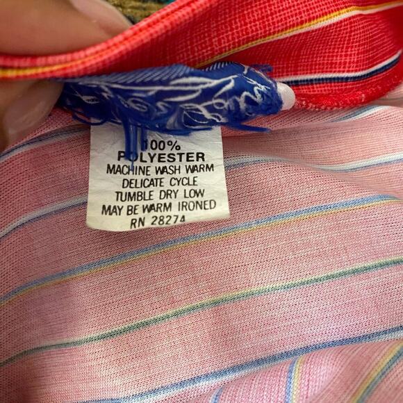 Tiger Lily‎ sz L VINTAGE stripped 70s polyester blouse - Picture 9 of 9